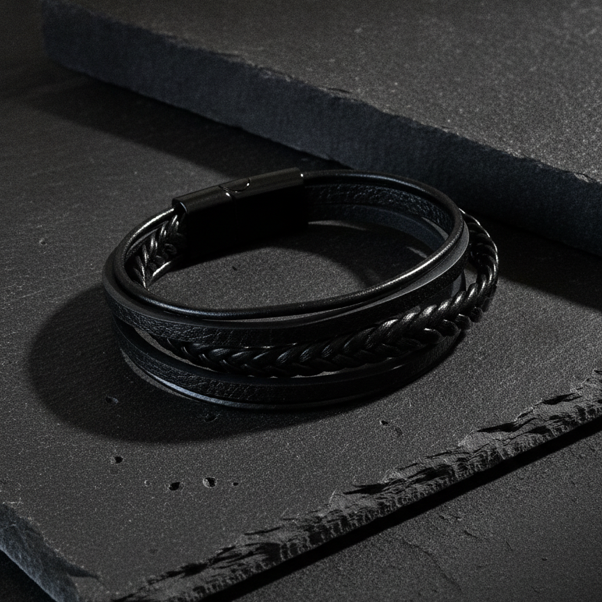 Pulsera Negra Trenzada