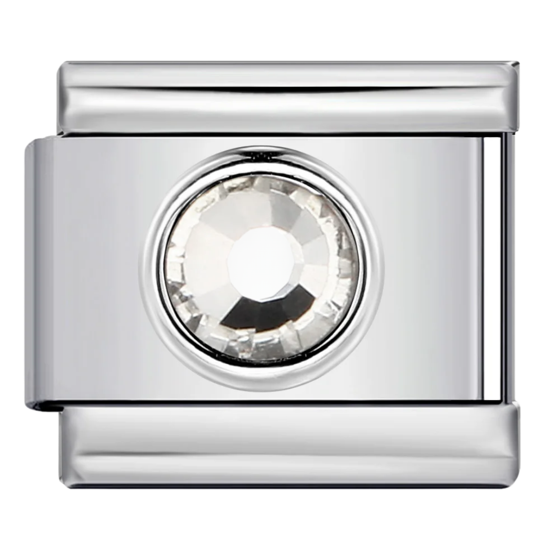 Charm Plateado con Cristal Transparente