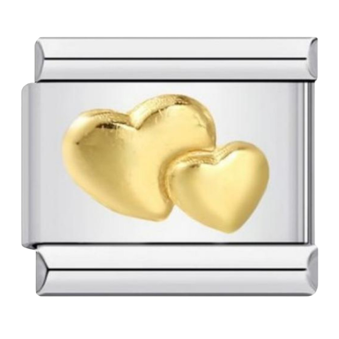 Charm Dorado Corazones Rellenos