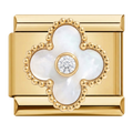 Charm Trébol Blanco con Cristal