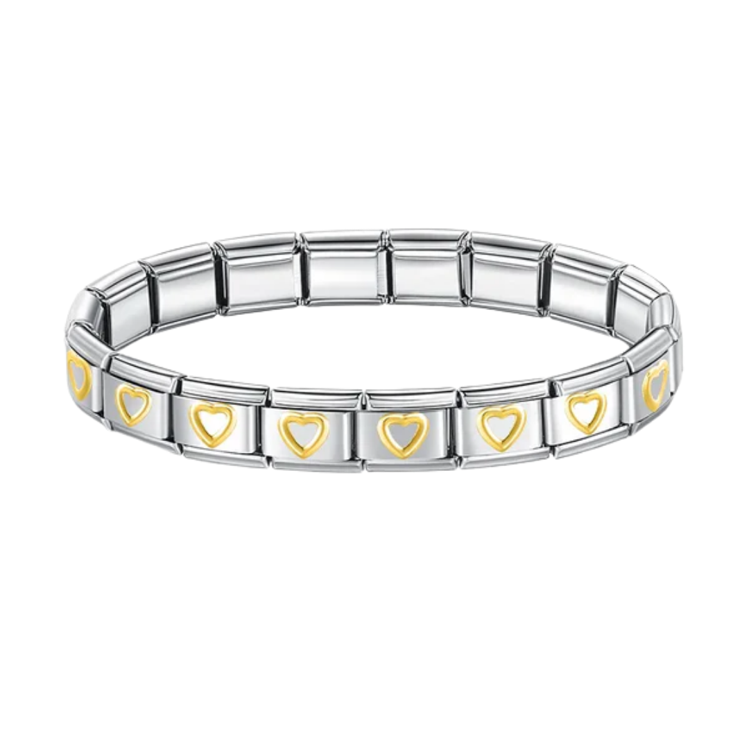 Brazalete Italiano Corazones Dorados