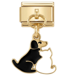 Charm Colgante Dorado Perrito y Gatito