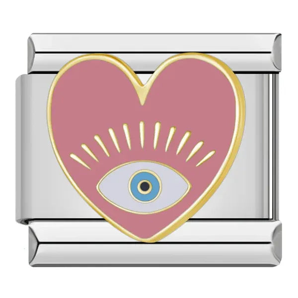 Charm Corazón Rosa con Ojo